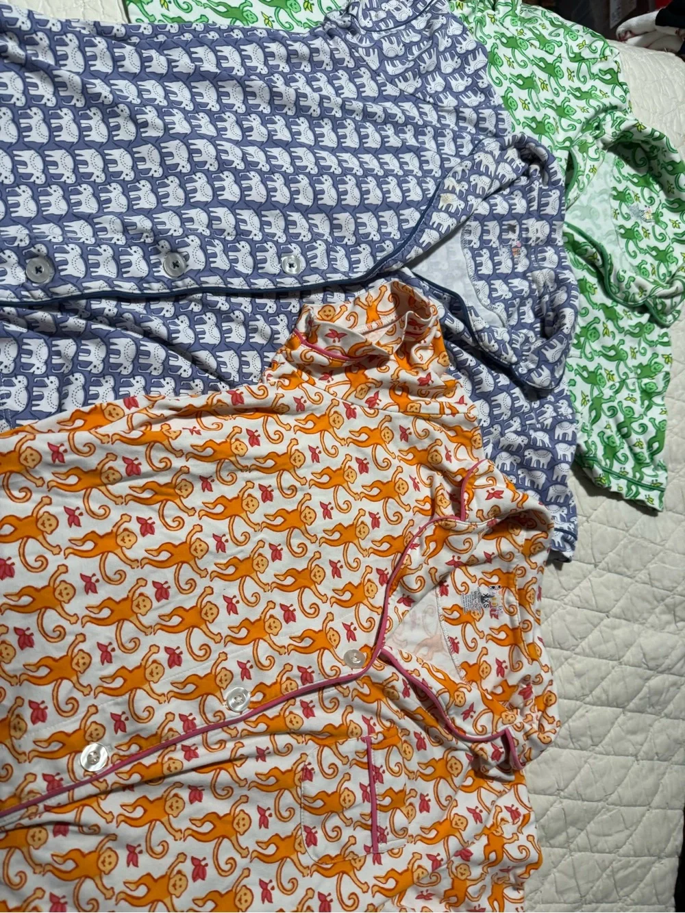 Roller Rabbit Blue and White Elephant-Print top Pajama (see all pictures -bundle